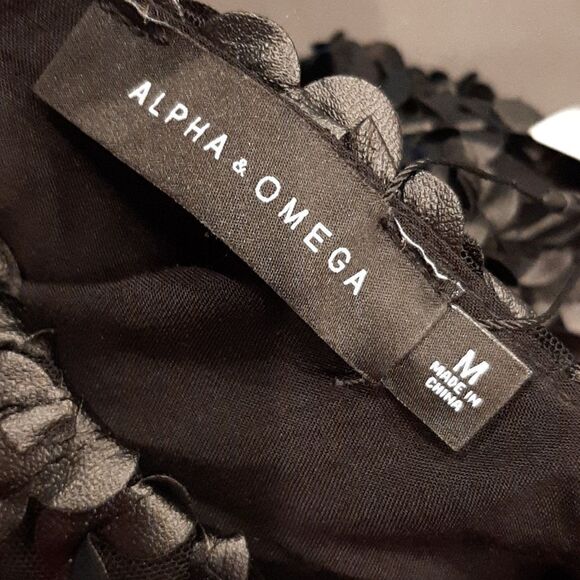 Alpha Omega Black Floral Mini Dress with Adjustable Straps NWT - Picture 14 of 16